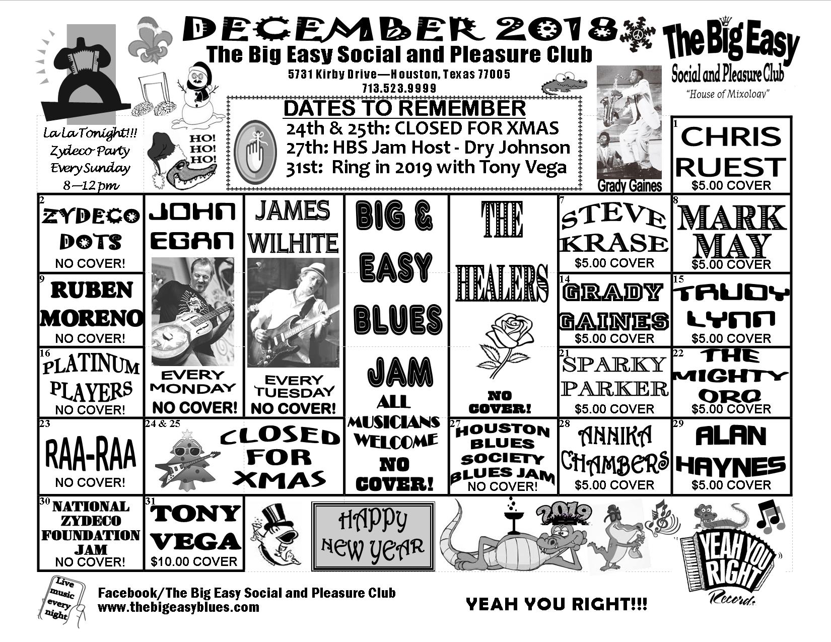The Big Easy Calendar December 2018