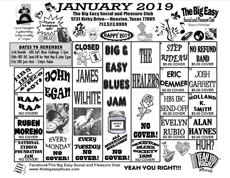 The Big Easy Calendar January 2019