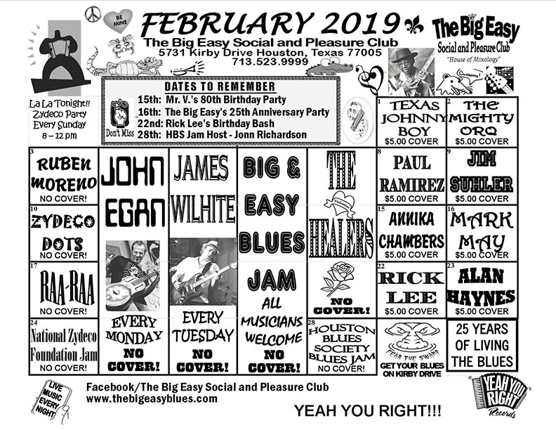 The Big Easy Calendar February 2019