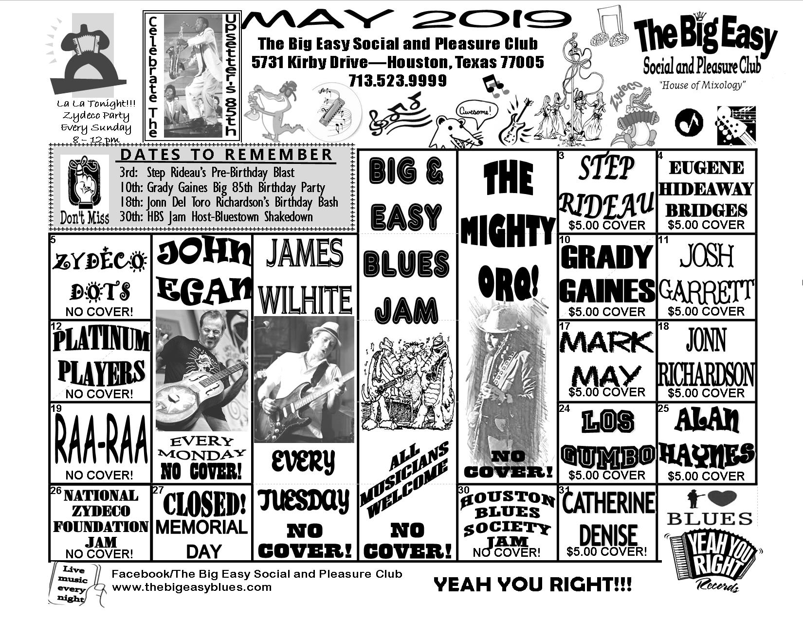 The Big Easy Calendar May 2019