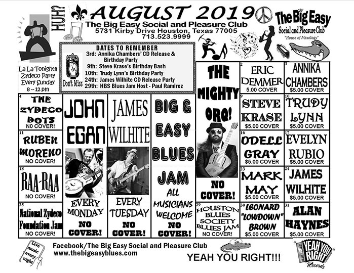 The Big Easy Calendar August 2019