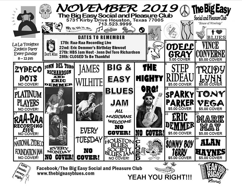 The Big Easy Calendar November 2019