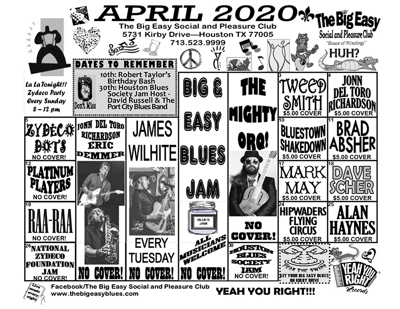 The Big Easy Calendar April 2020