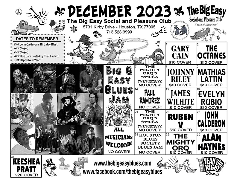 The Big Easy Calendar Dec 2023