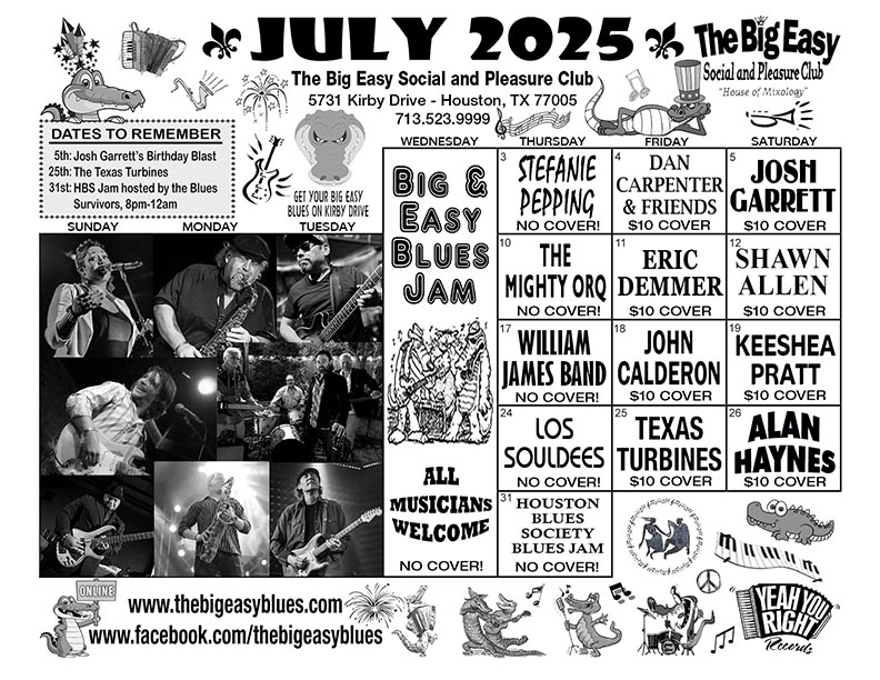 The Big Easy Calendar July 2025