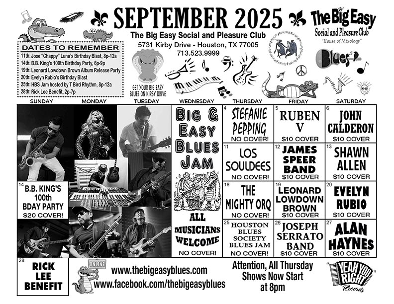 The Big Easy Calendar September 2025