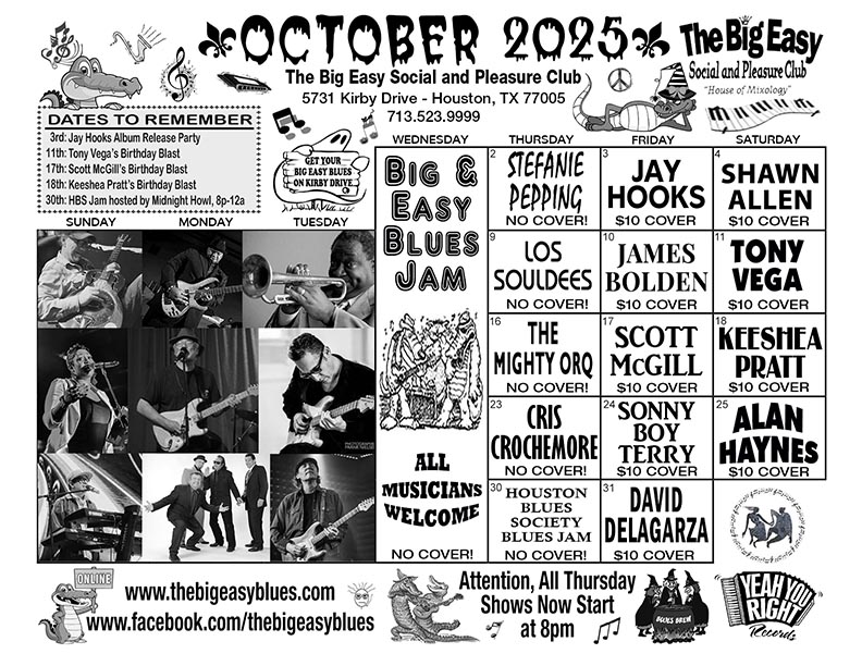The Big Easy Calendar October 2025