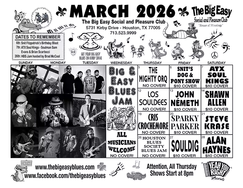The Big Easy Calendar March 2026
