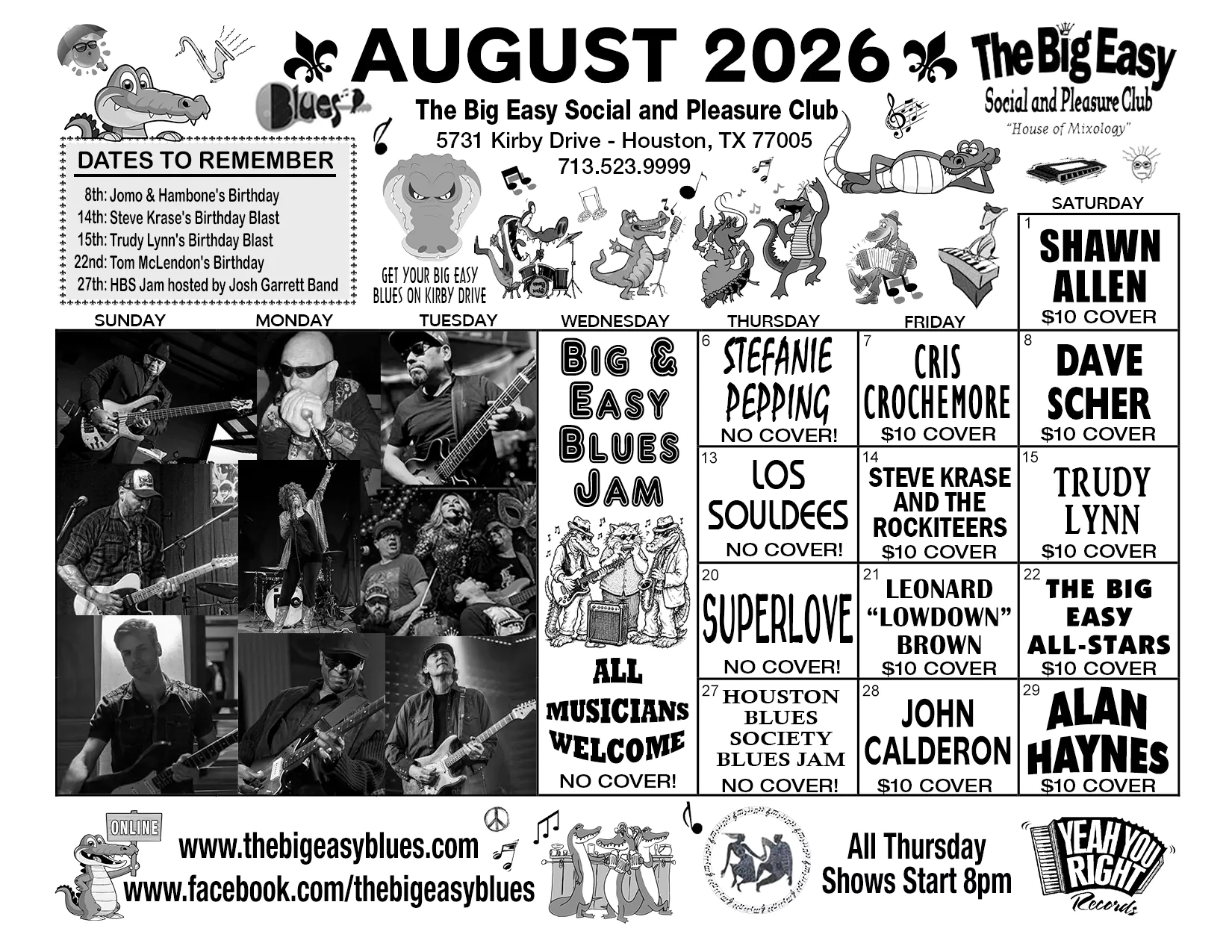 The Big Easy Calendar August 2026