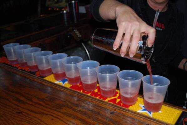 Line of happy hour shots